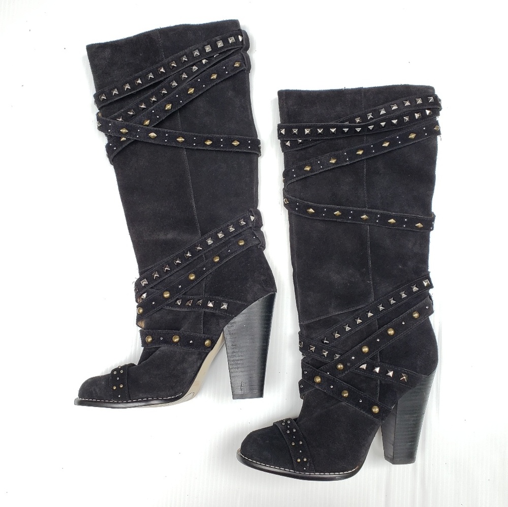 Rachel Roy Rockout Studded Tall Suede Boot…